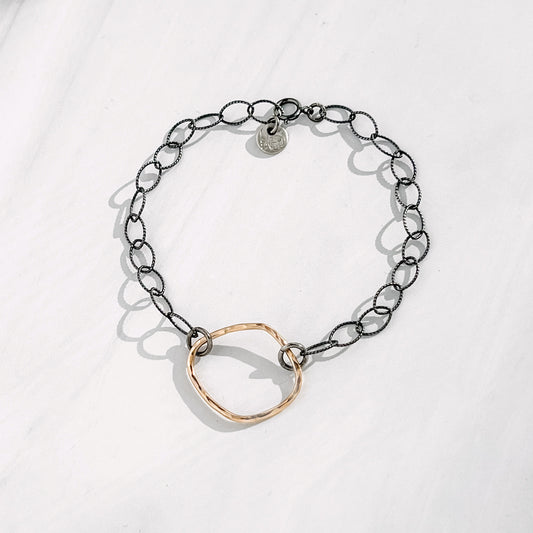 Gold and Silver Freeform Loop Bracelet #2 - WOBBLY