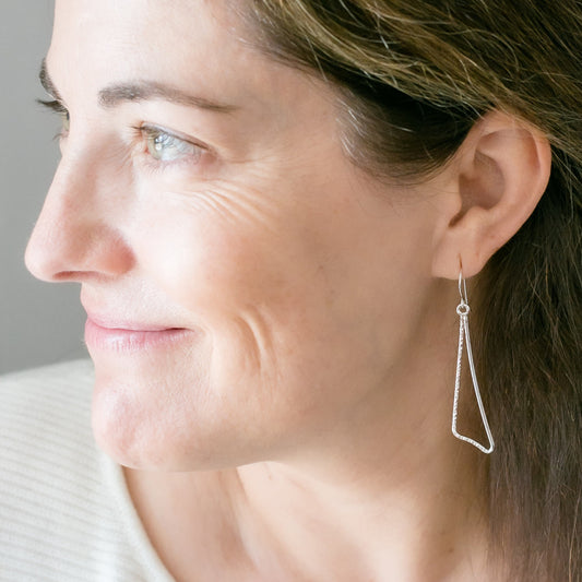 Silver Triangle Dangle Earrings Large - BREEZE