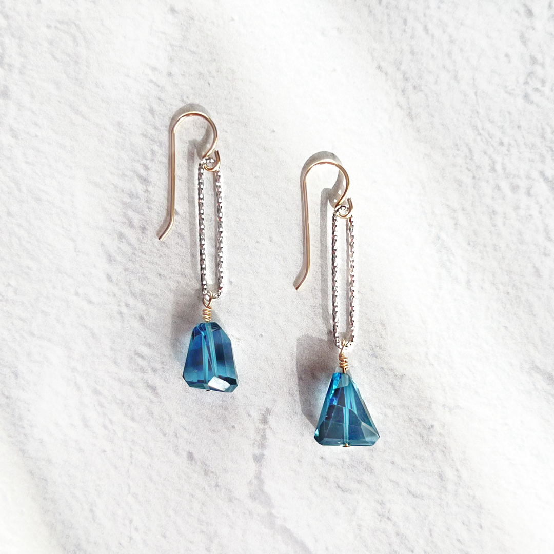 Mixed Metals and Free Form London Blue Topaz Dangle Earrings - ARIZONA