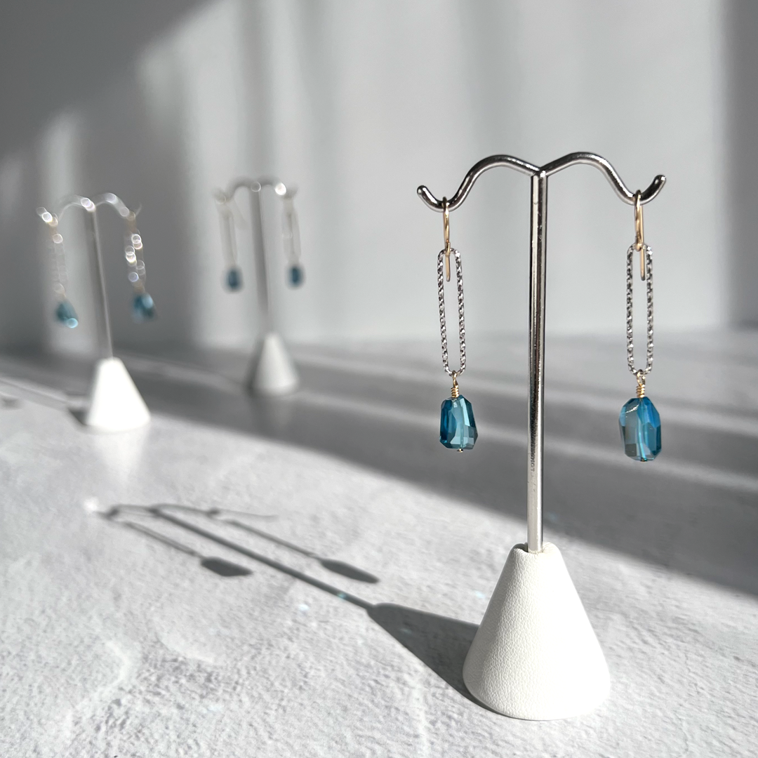 Mixed Metals and Free Form London Blue Topaz Dangle Earrings - ARIZONA