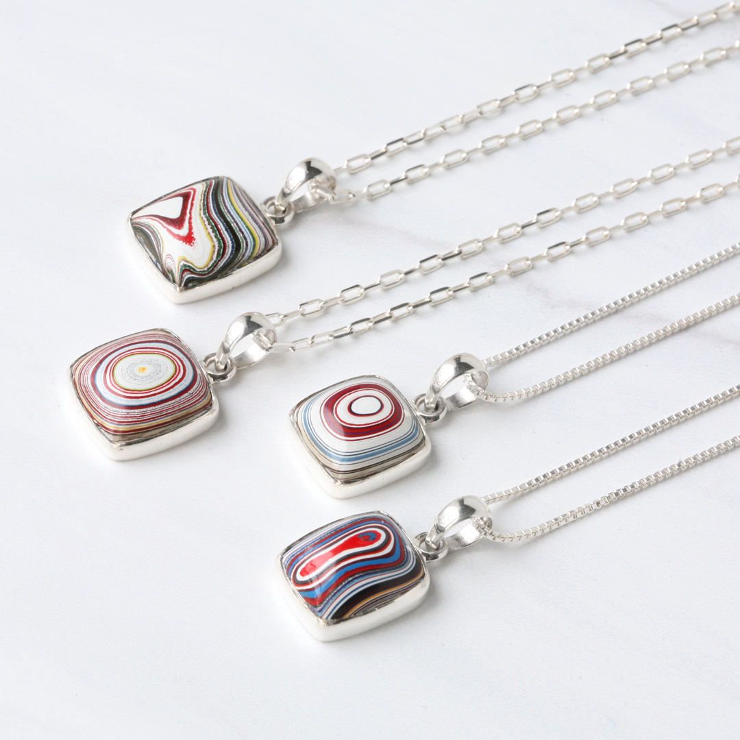 Vibrant Fordite Pendant Necklaces
