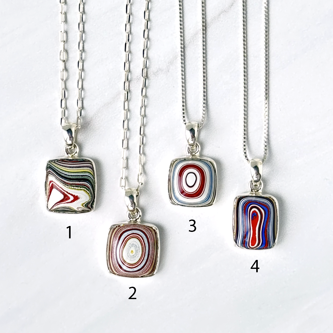 Vibrant Fordite Pendant Necklaces