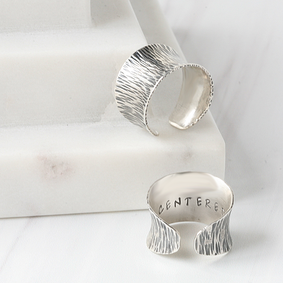 Silver Message Cuff Ring Personalizable