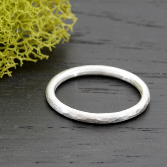 Hammered Sterling Silver Ring Band- KALA