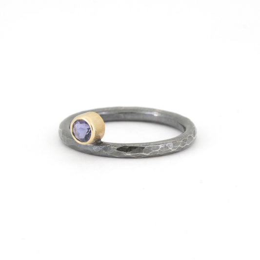 14k Gold and Silver Gemstone Ring Stackable - ZOE