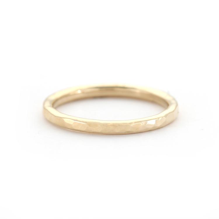 2mm 14k Gold Hammered Wedding Band
