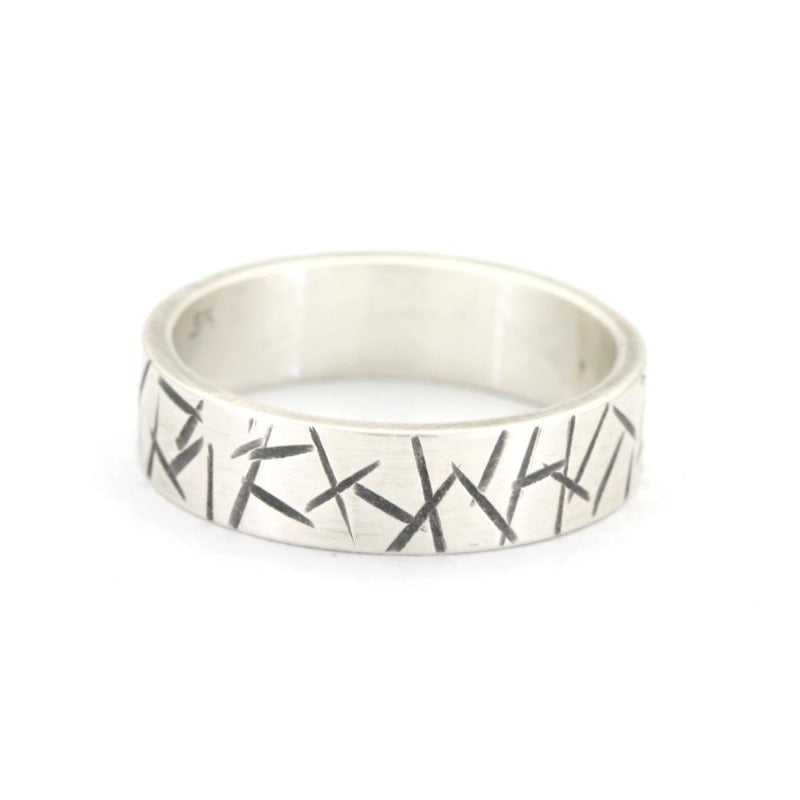 Abstract Silver Ring Band