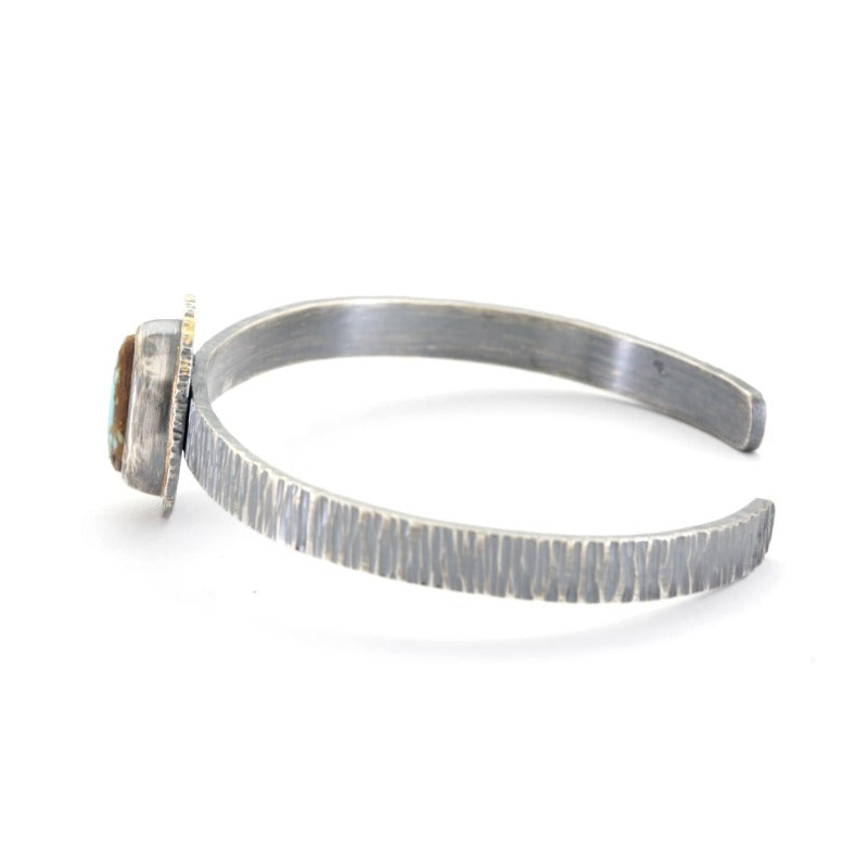 Gold-Silver-Textured-Turquoise-Cuff-Side-View