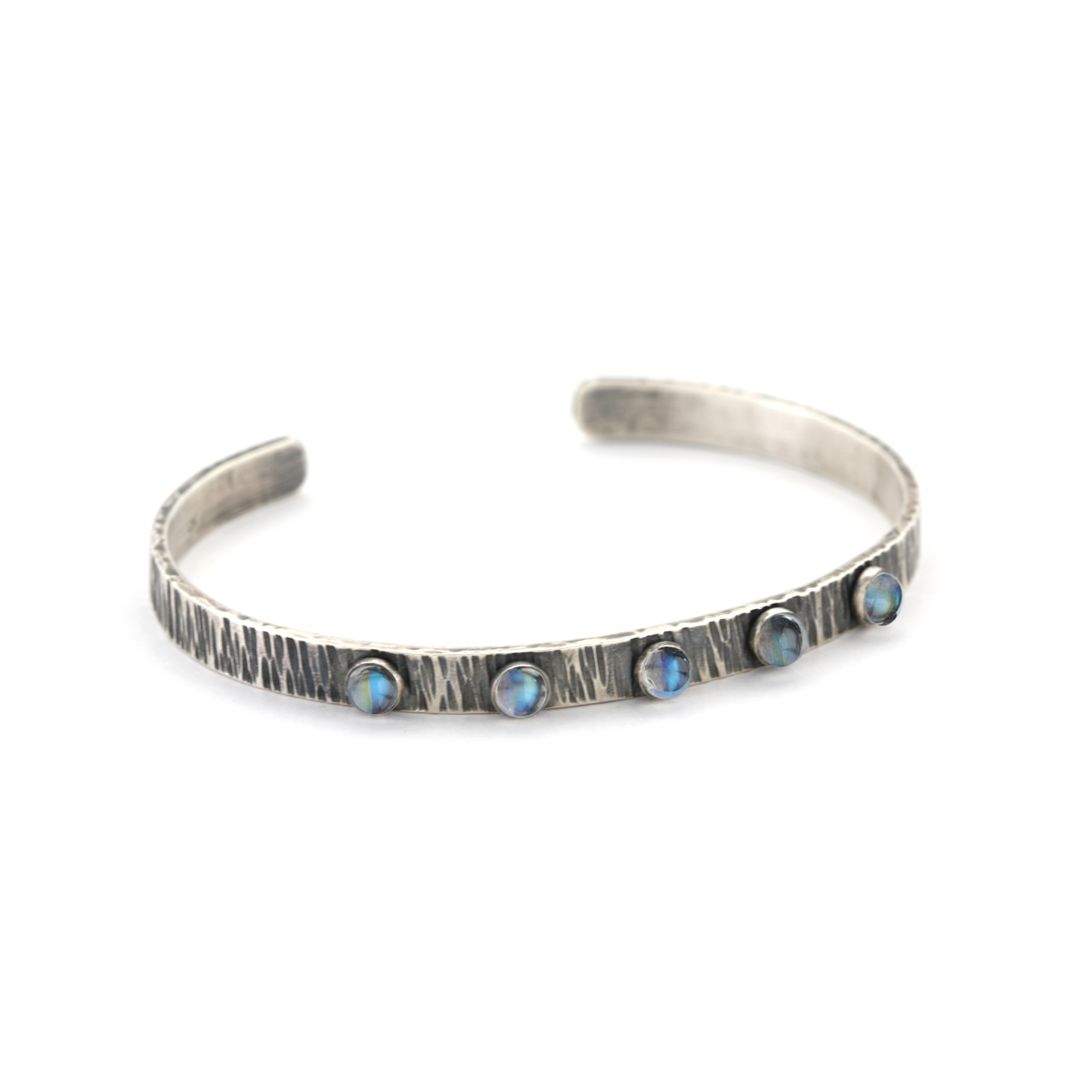Sterling Silver and Rainbow Moonstone Cuff Bracelet