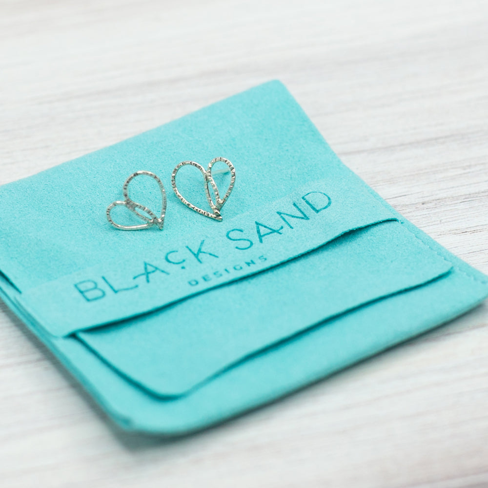 Paisley Textured Heart Post Earring Studs