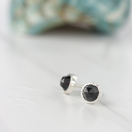 Black Spinel Stud Earrings