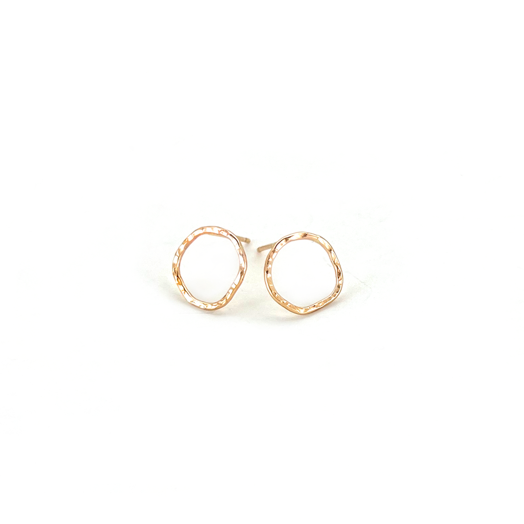 Organic shaped circle and gold filled post earrings
