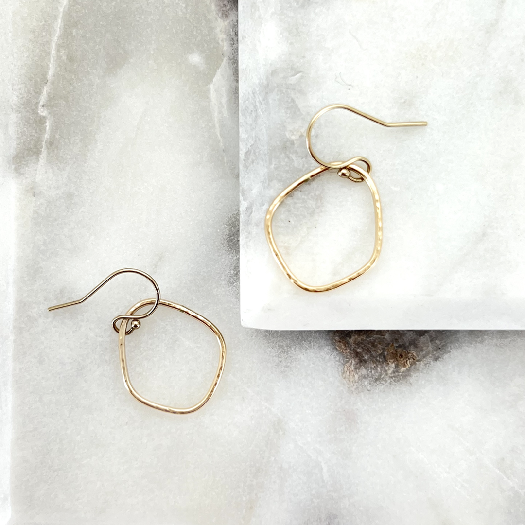 Small Organic Shape Hoop Earrings in 14k Gold-filled or Silver - WOBBLY