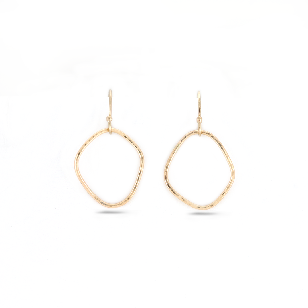 Small Organic Shape Hoop Earrings in 14k Gold-filled or Silver - WOBBLY