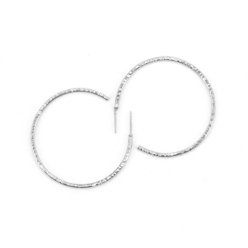 Recycled Sterling Silver Textured Hoop Earrings