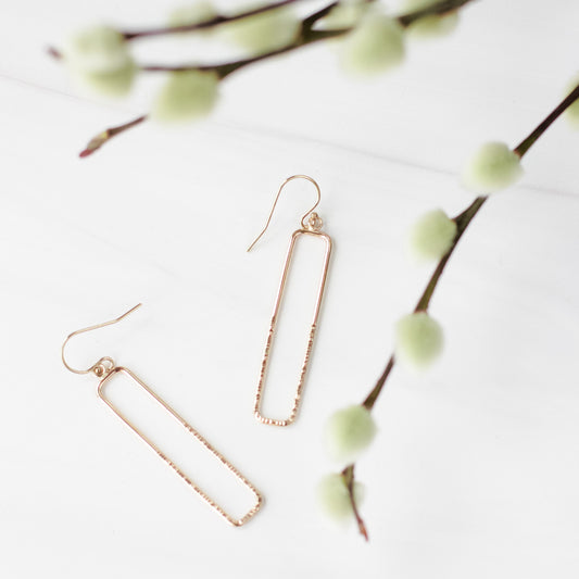 Handmade Rectangular Ripple Hoops Earrings