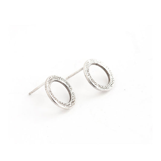 Semi-Round Circle Post Earrings - SAND