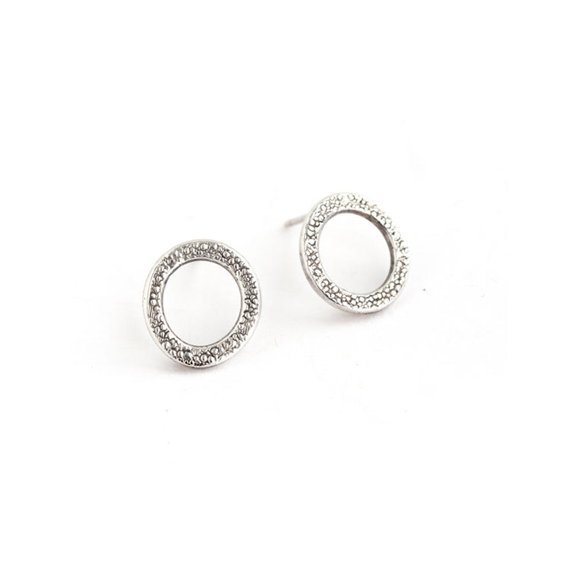 Semi-Round Circle Post Earrings - SAND