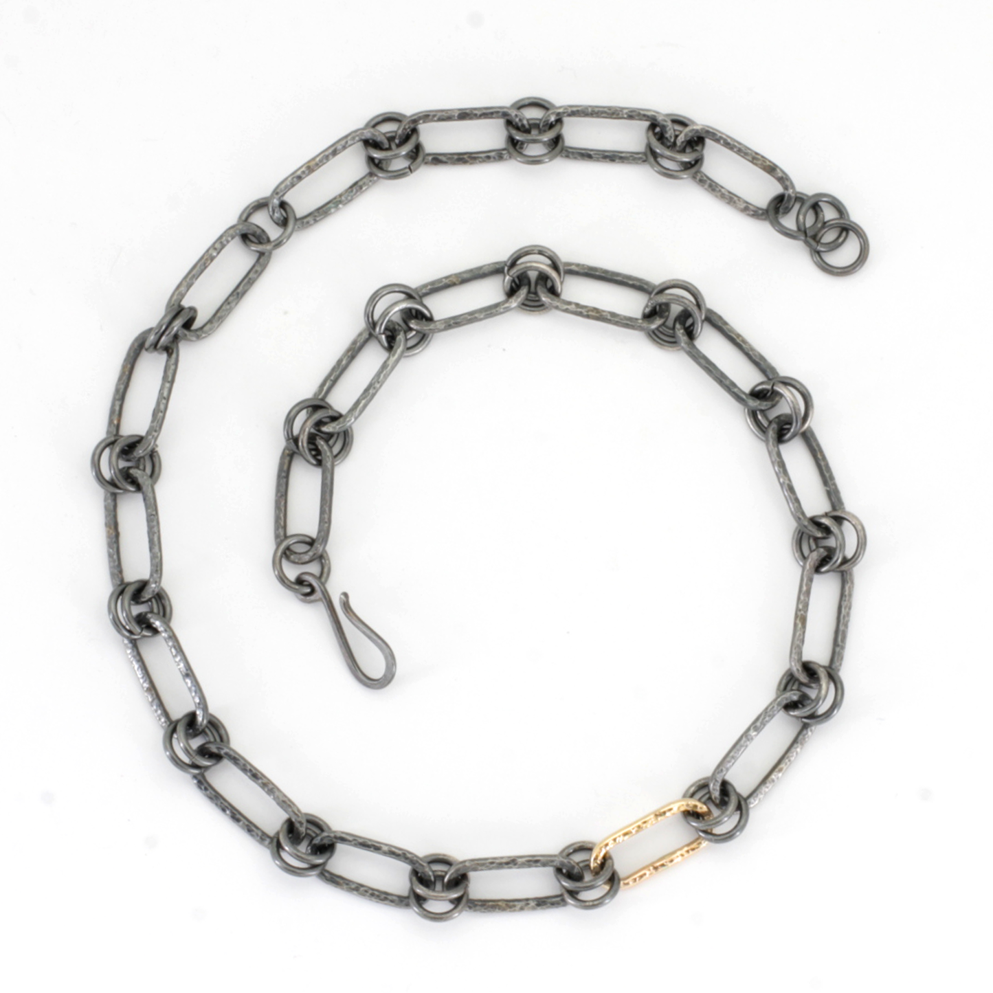 Handmade Mixed-Metal Hammered Elongated Heavy Chain - CHLOE