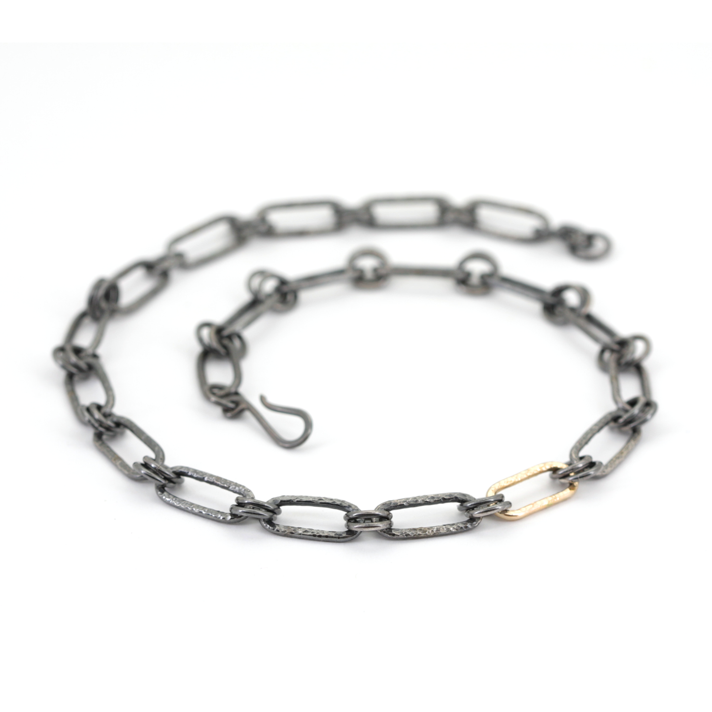 Handmade Mixed-Metal Hammered Elongated Heavy Chain - CHLOE