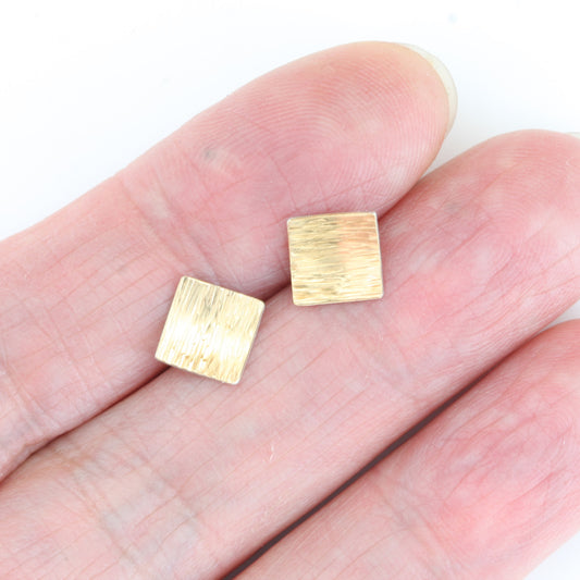 Textured Silver Square Post Earrings