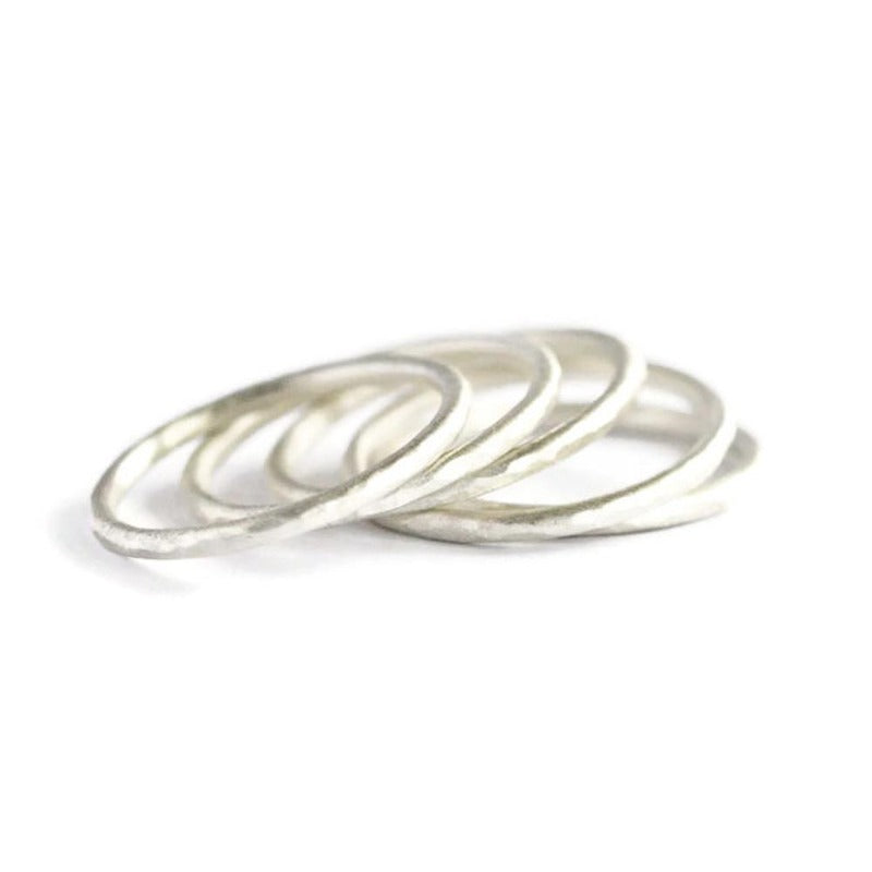 Hammered Silver Band Brushed Matte Finish