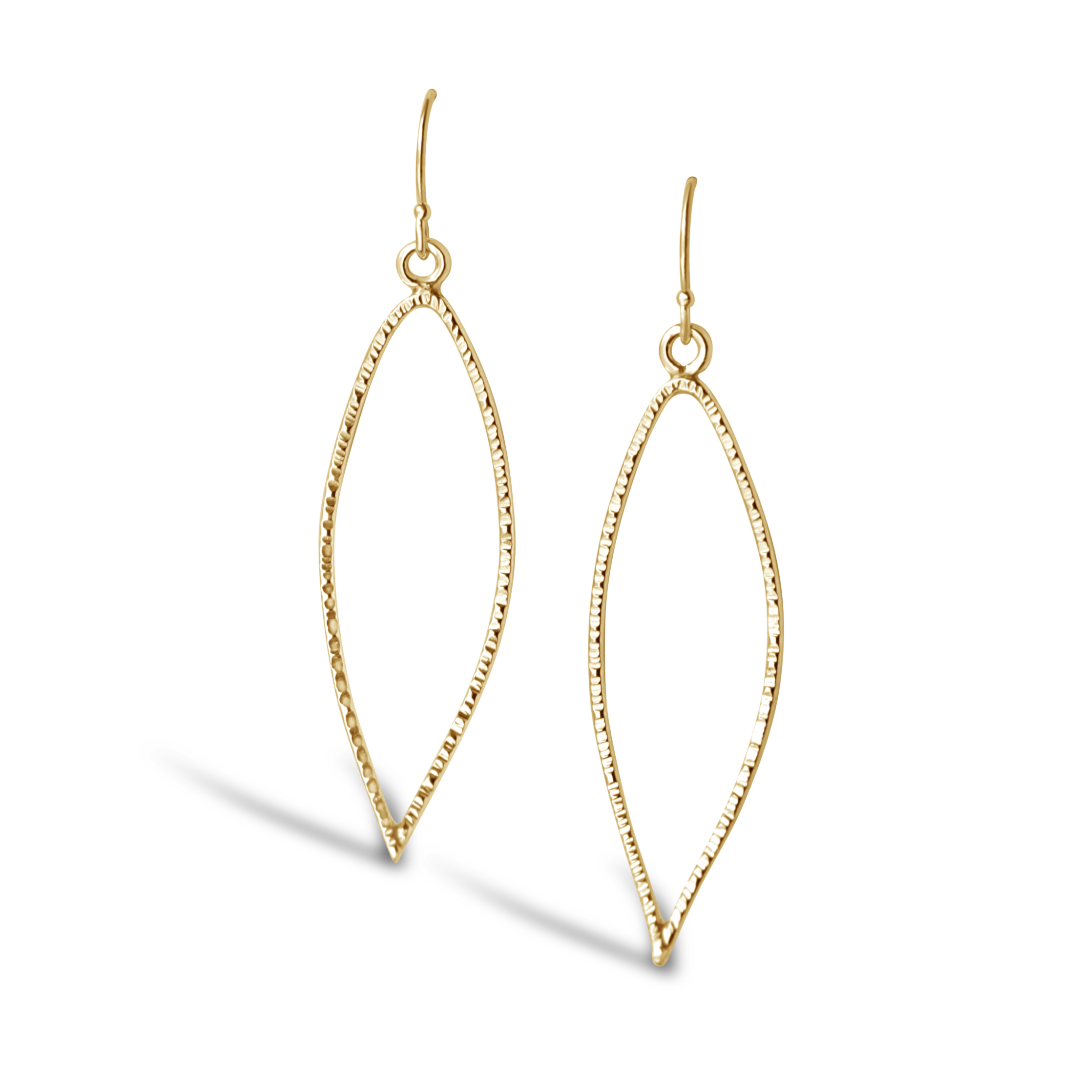 Ripple Leaf Shape Hoop Earrings 14k gold filled