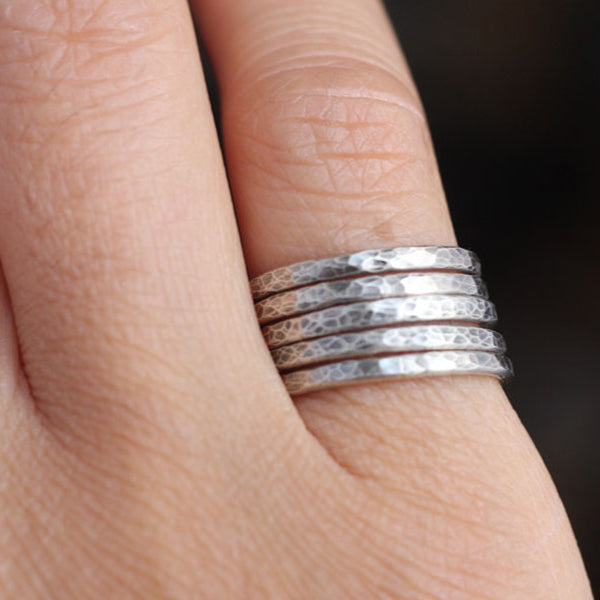 Oxidized Hammered Sterling Silver Ring