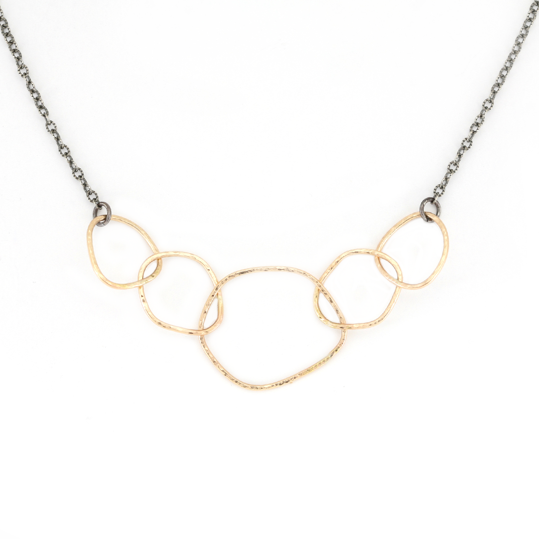 Silver Organic Interlocking Circle Chain Necklace - Wobbly