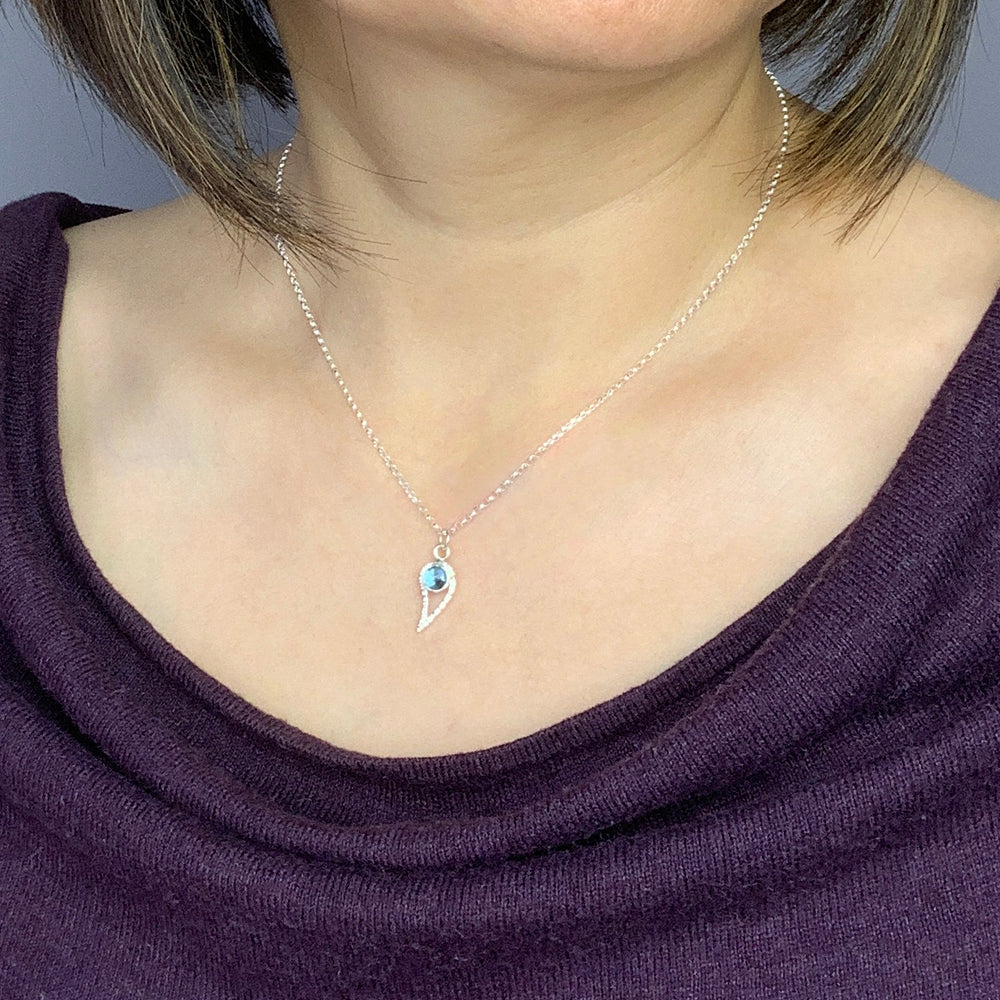 Silver paisley and Blue Topaz Necklace