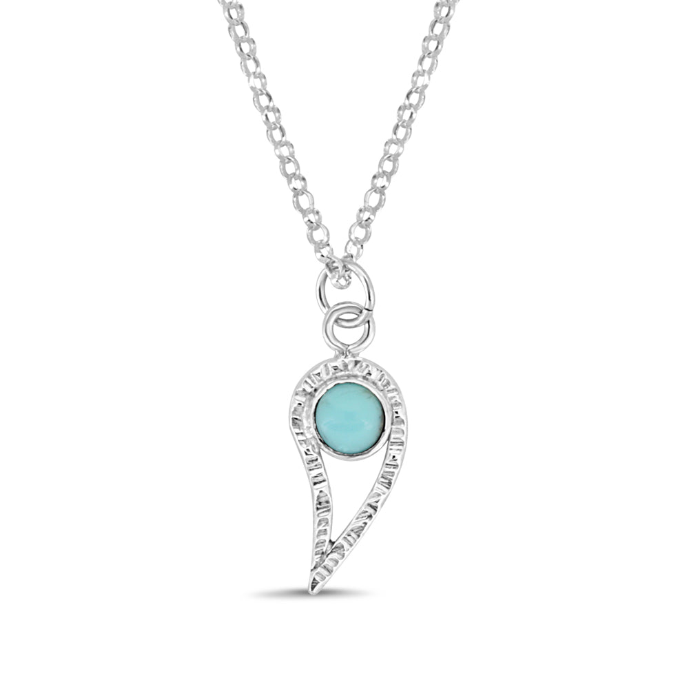 Silver Paisley and Campitos Turquoise pendant necklace