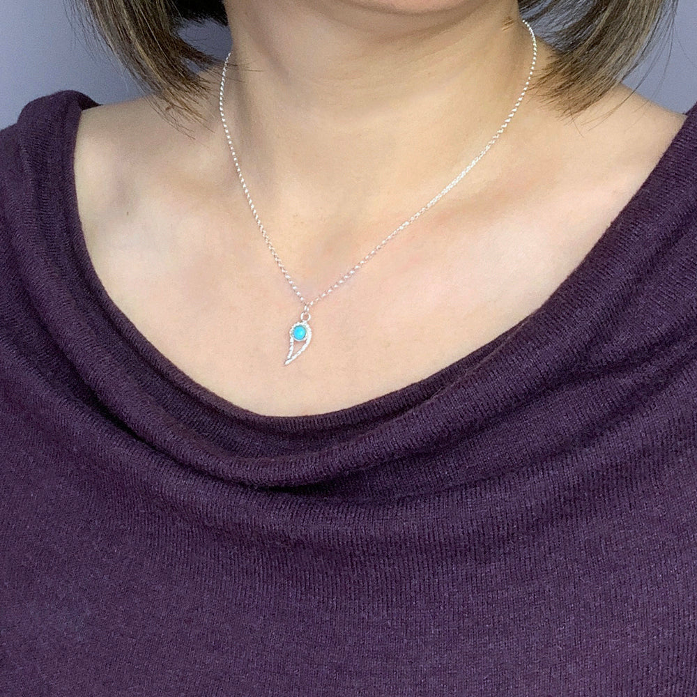 Silver Paisley and Campitos Turquoise pendant necklace