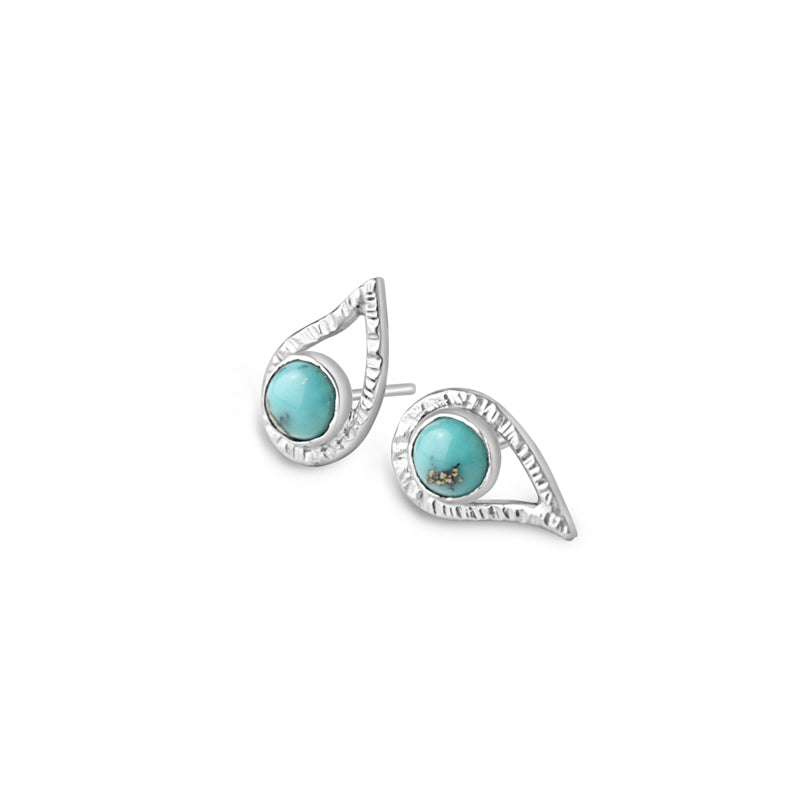 Silver turquoise paisley post earrings