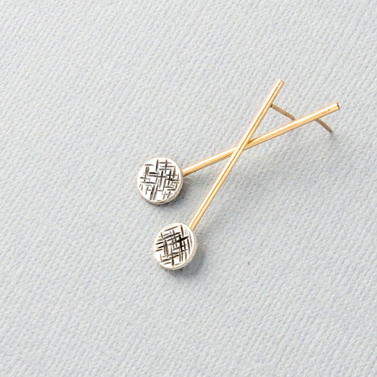 Modern abstract round dangled silver and gold earrings