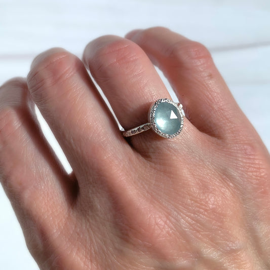 Handcrafted Freeform rose cut Aquamarine Ring