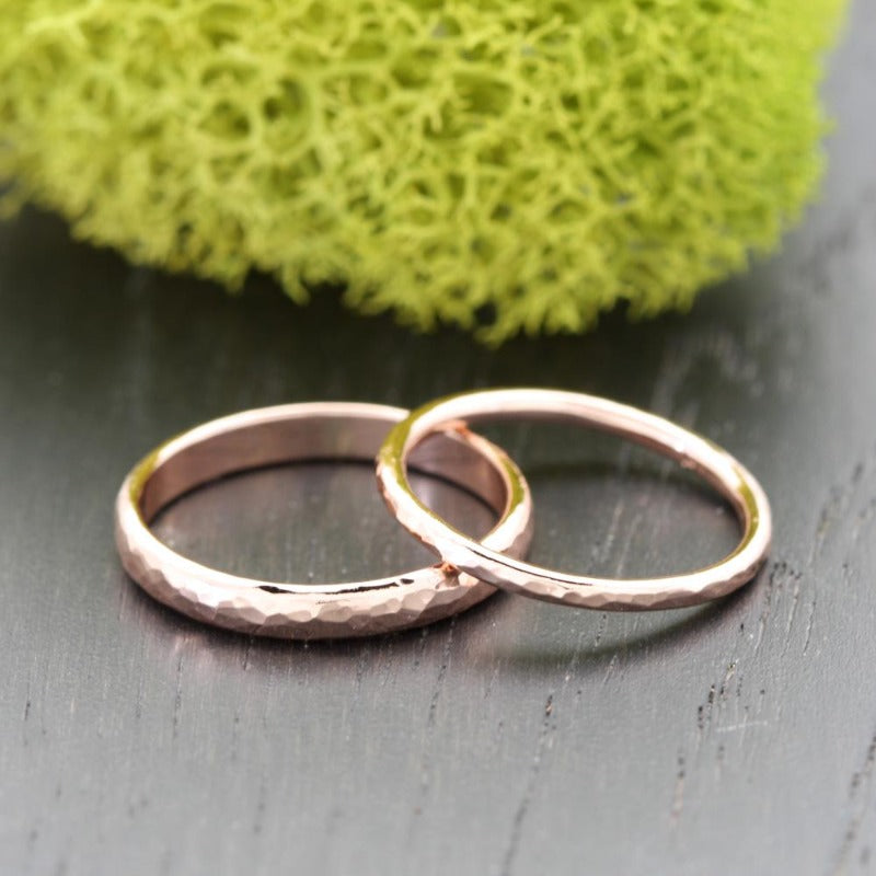 14k Rose Gold Wedding Band Set