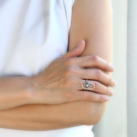 Sterling Silver Geometric Stackable Ring - OVAL - Ring Jacket