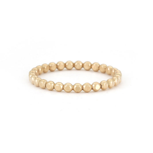 Gold beaded ring band stackable