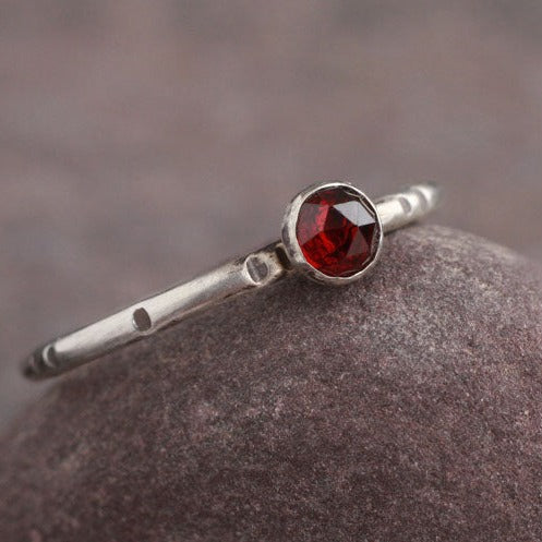Rose Cut Garnet Ring Stackable