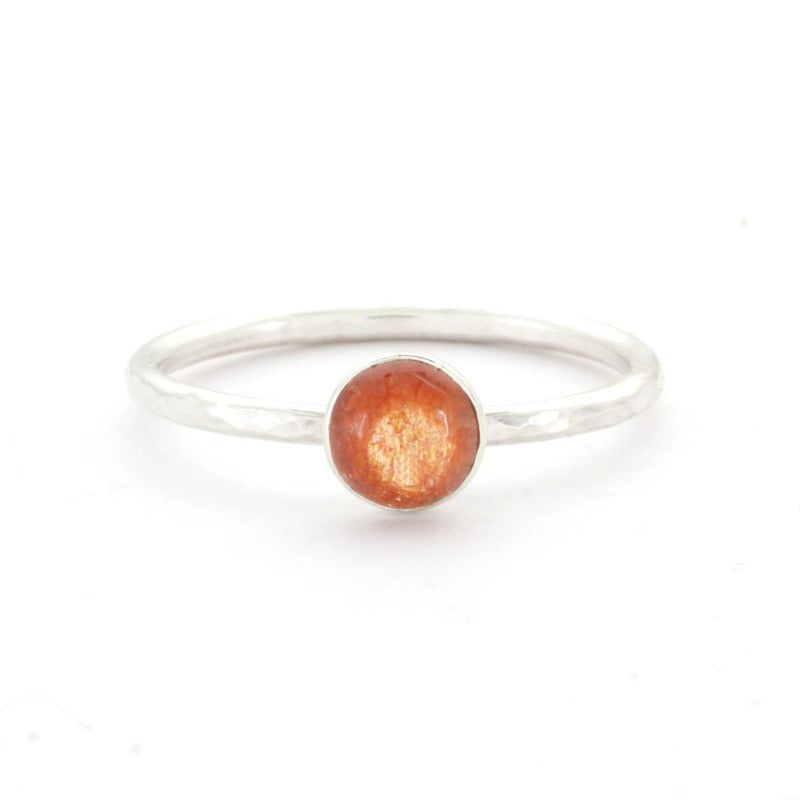 Hammered Sterling Silver Sunstone Ring