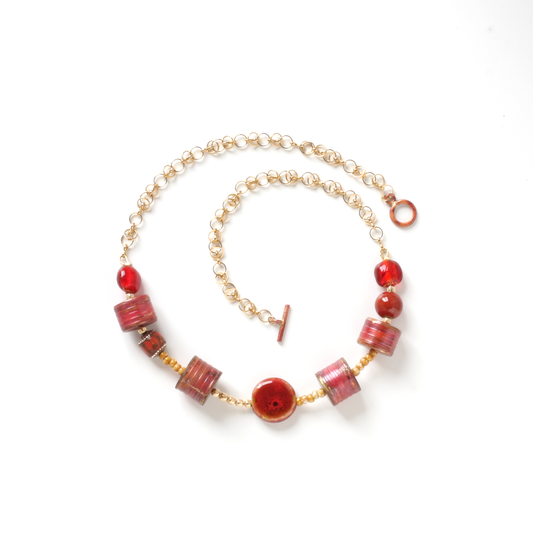 Peaceful Piece - Hill Tribe Beads and 14k Gold-filled Necklace - Ann Friedman Collection
