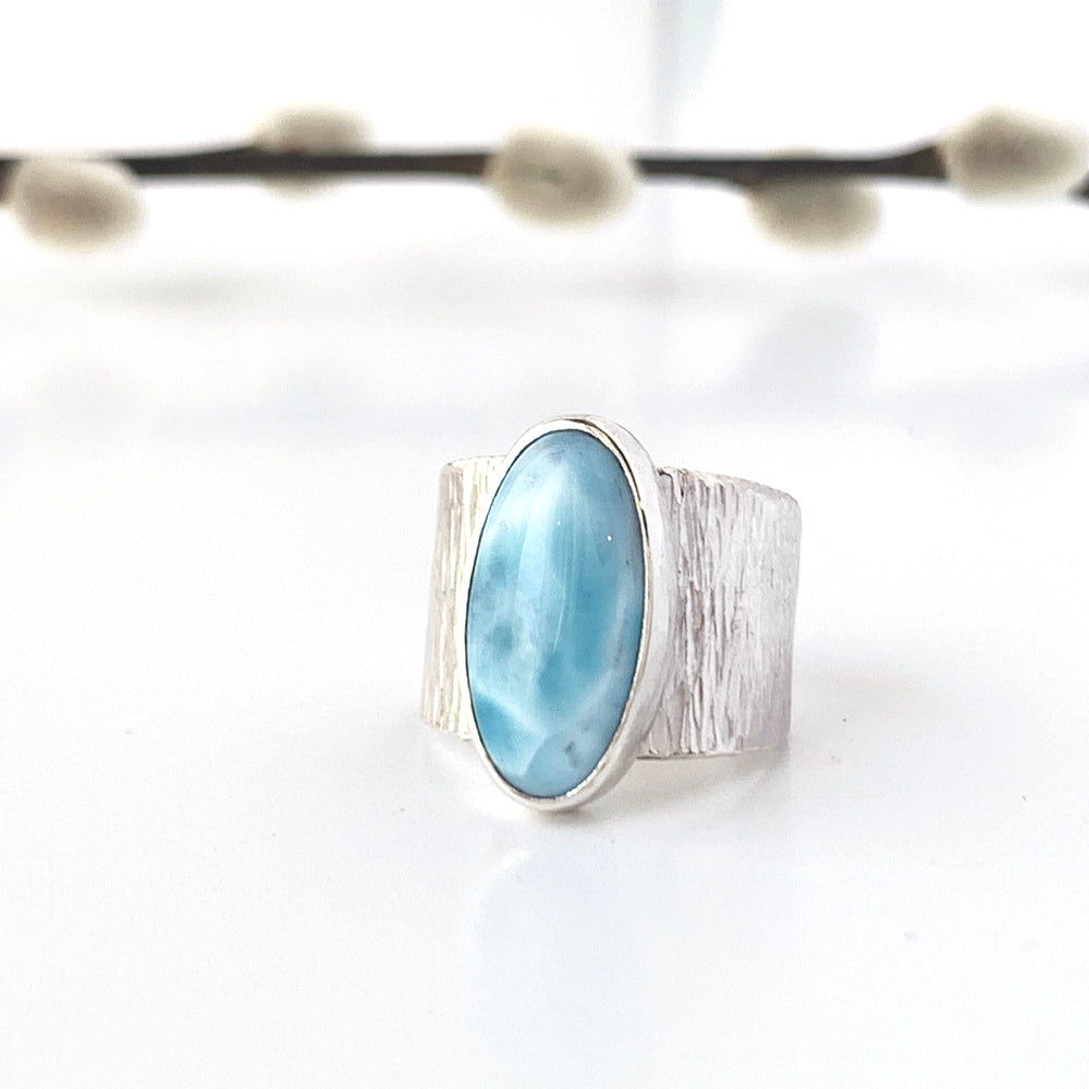 Silver Larimar Cocktail Ring