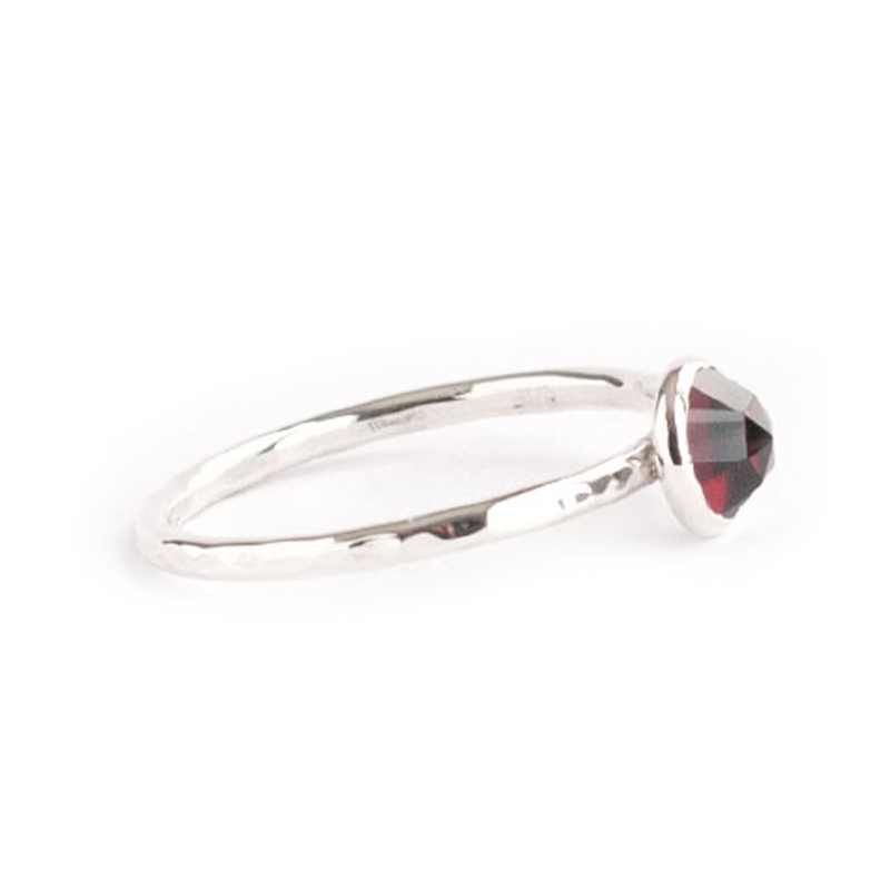 Rose Cut Garnet Ring Thin Band