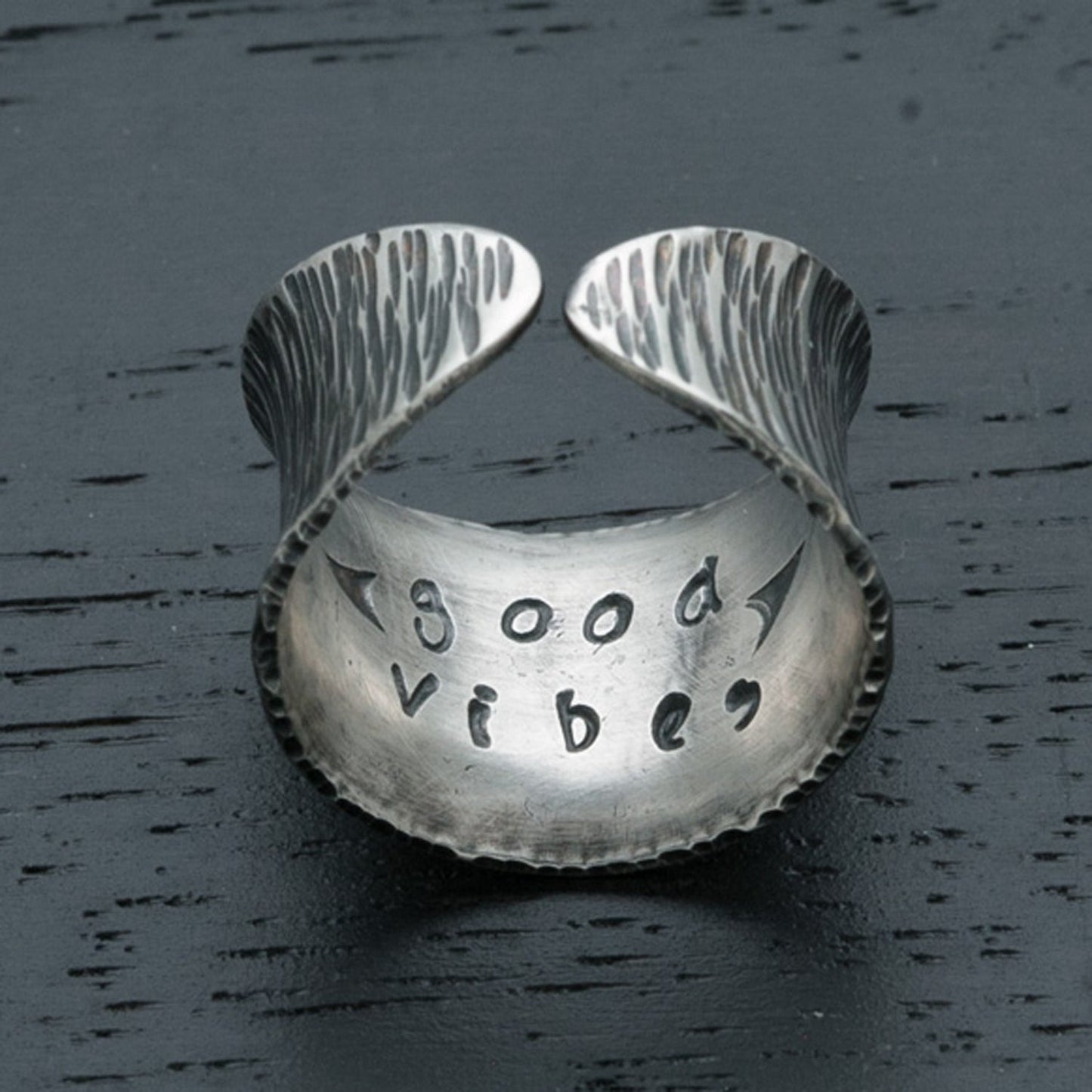 Wide Band Silver Ring Textured