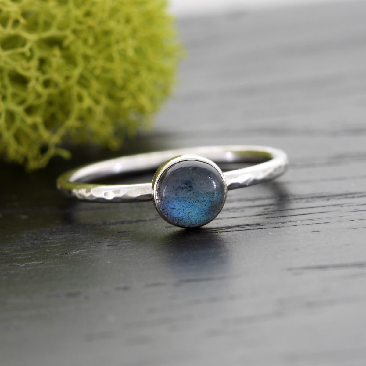 Textured Hammered Labradorite Stacking Ring