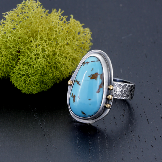 Turquoise Ring in Sterling Silver with 18k Gold