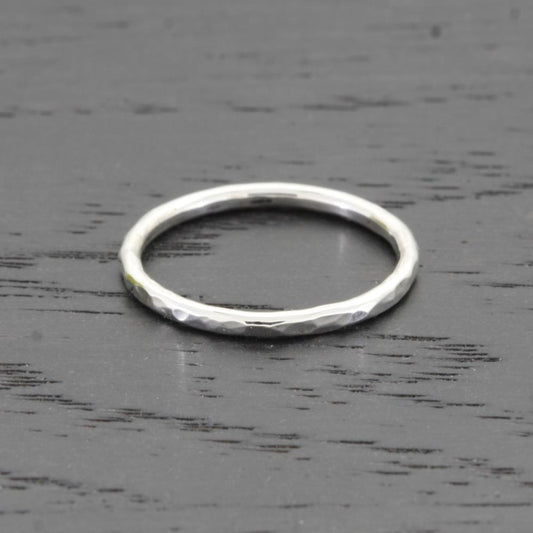 Thin Hammered Sterling Silver Band
