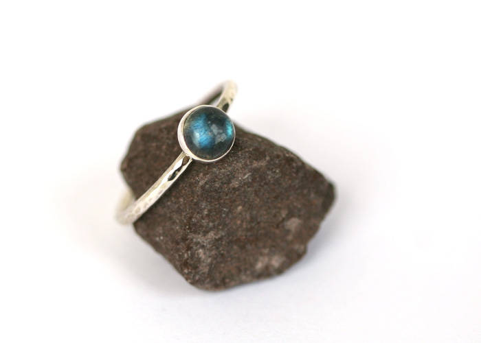 Textured Hammered Labradorite Stacking Ring