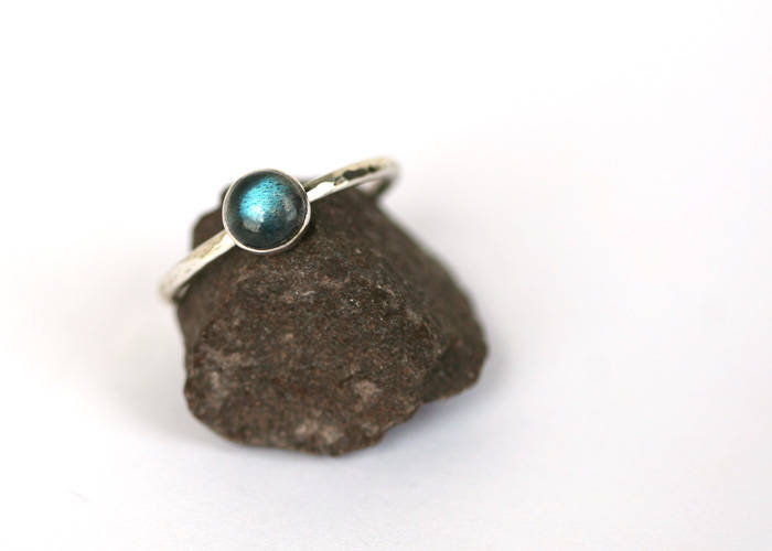 Textured Hammered Labradorite Stacking Ring