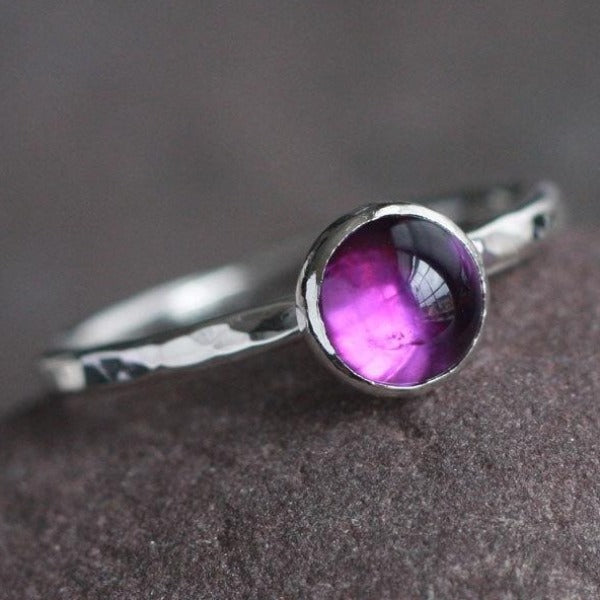 Purple Amethyst and Sterling Silver Ring Size 7.5